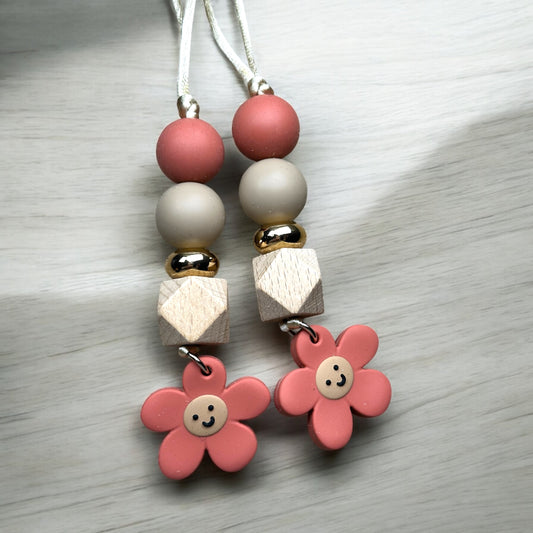 Burgundy Rose Happy Flower Car Charm