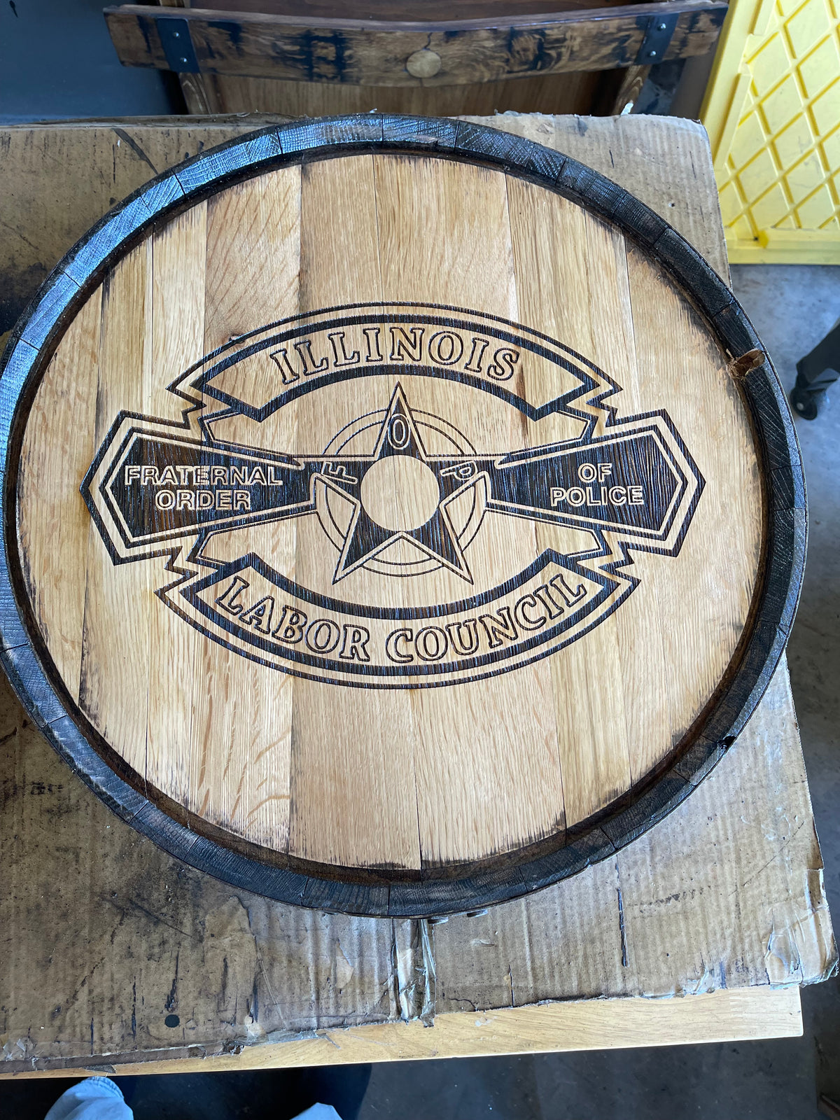 Custom Bourbon Whiskey Barrel Lid With Ring