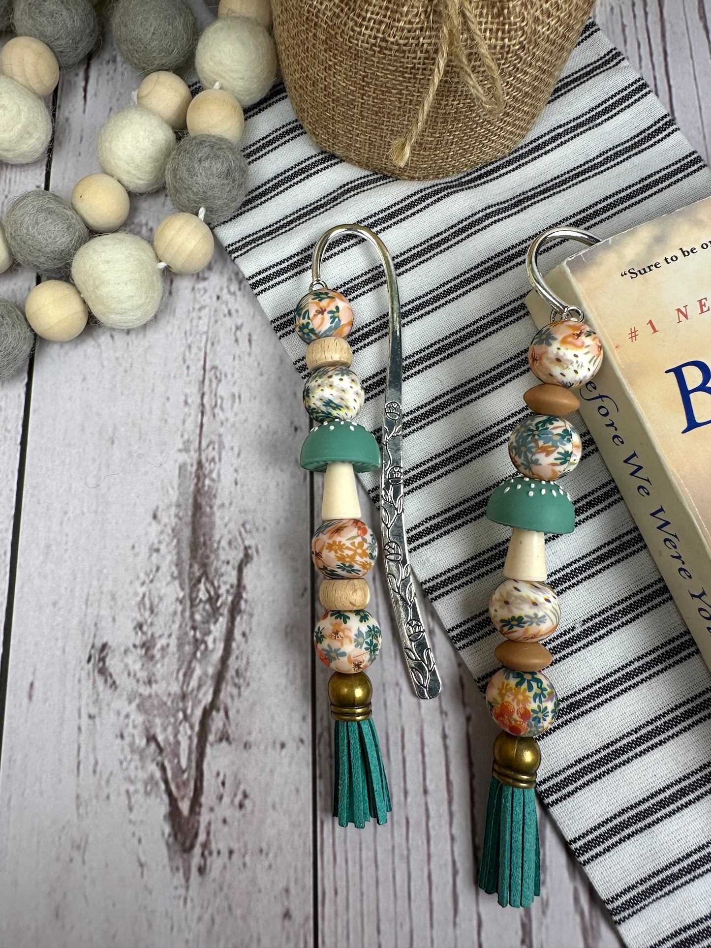 Boho Mushroom Beaded Bookmark