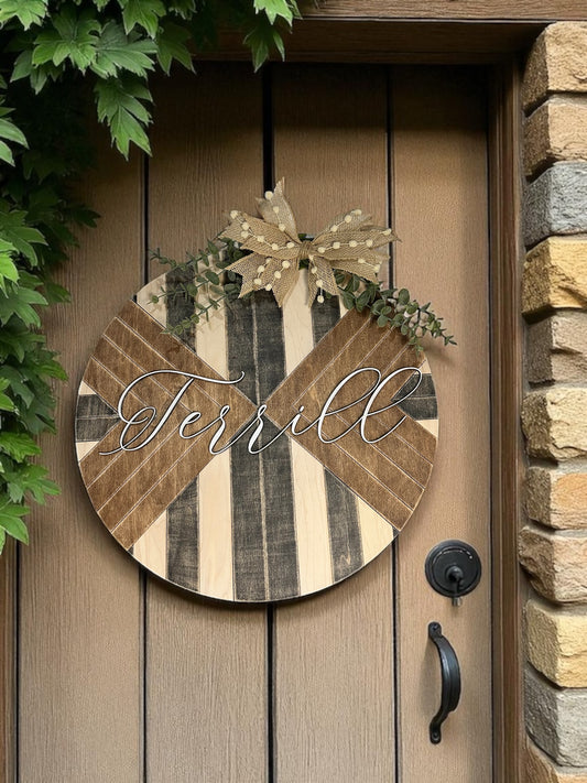 Custom Wood Mosaic Name Sign