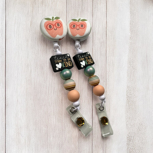 Teach Them To Be Kind Fabric Covered Badge Reel
