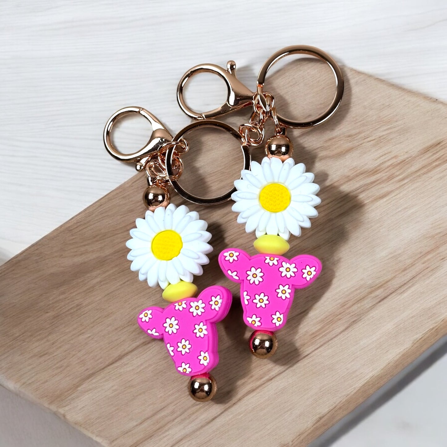 Daisy Cow Keychain