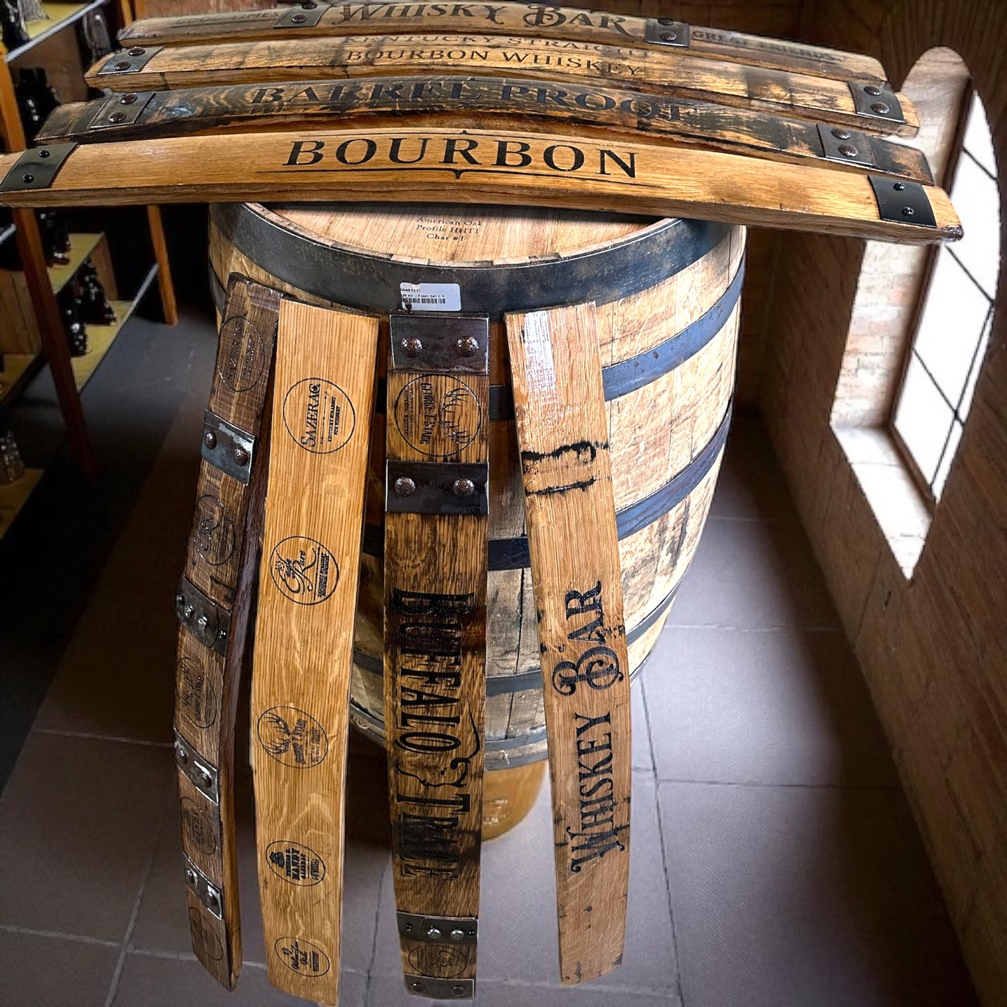 Engraved Whiskey Barrel Staves