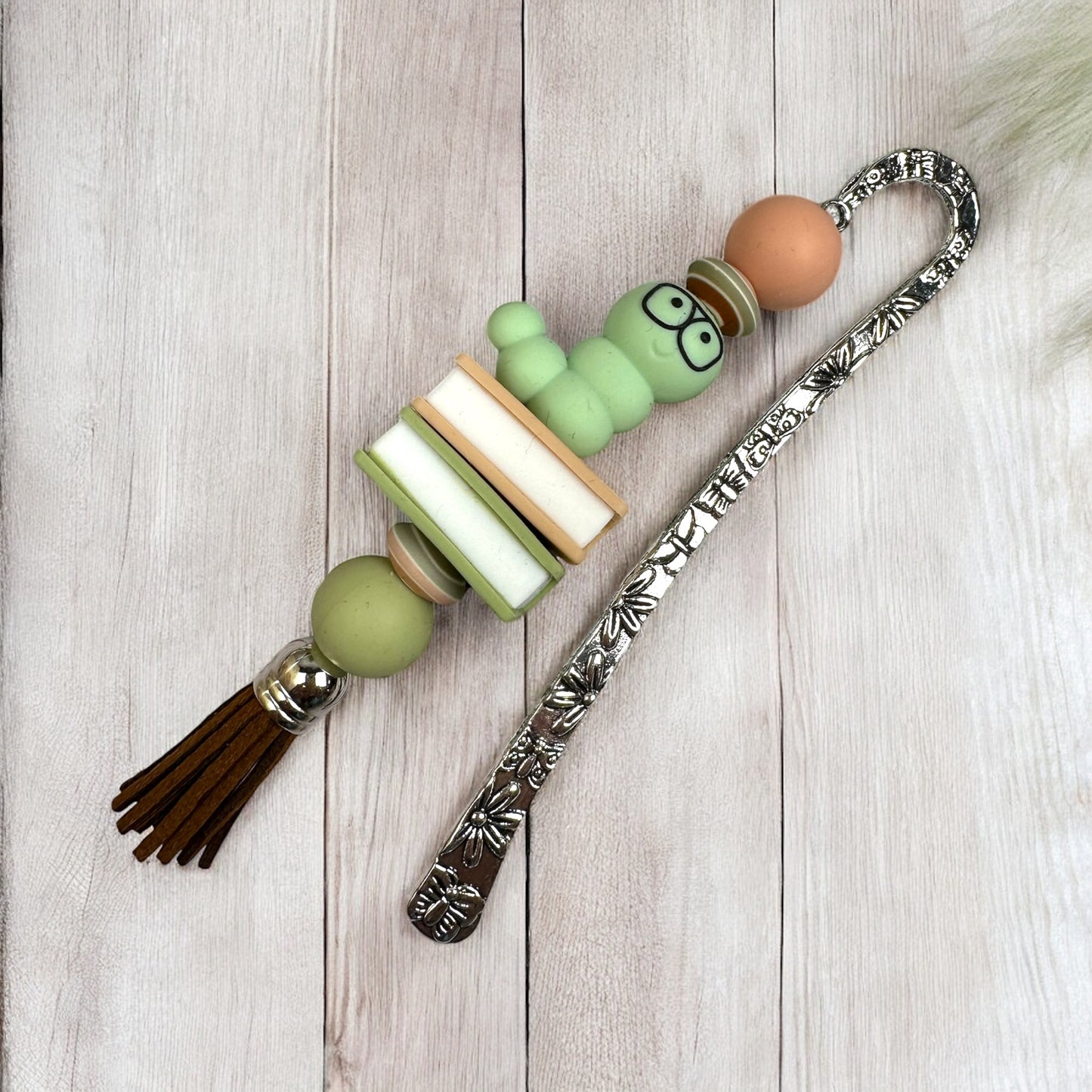 Bookworm Beaded Bookmark