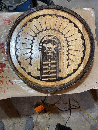 Custom Bourbon Whiskey Barrel Lid With Ring