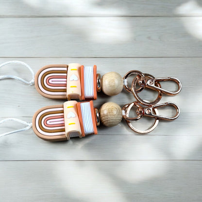 Boho Rainbow And Peach Book Stack Lanyard