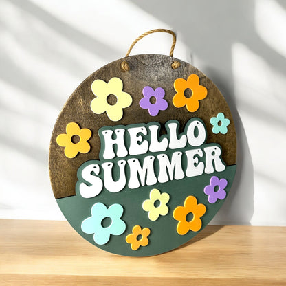 Retro Hello Summer Door Hanger