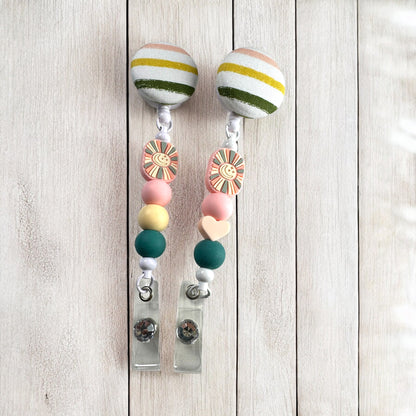 Boho Sunshine Fabric Covered Badge Reel