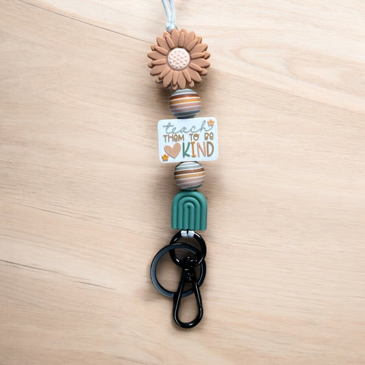 Teach Them To Be Kind Beaded Lanyard