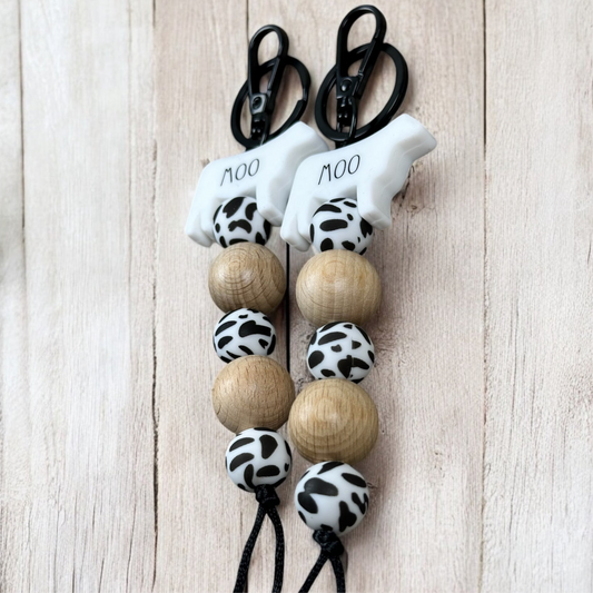 Moo Beaded Keychain