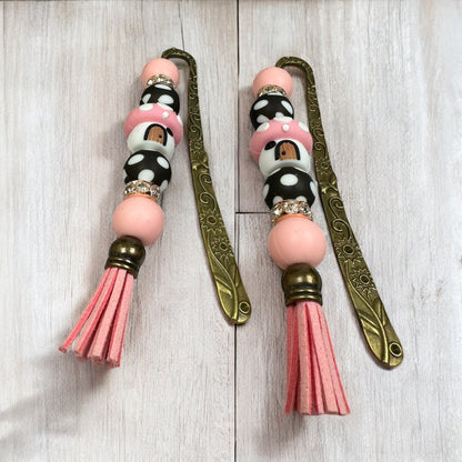 Pink Mushroom House Beaded Bookmark