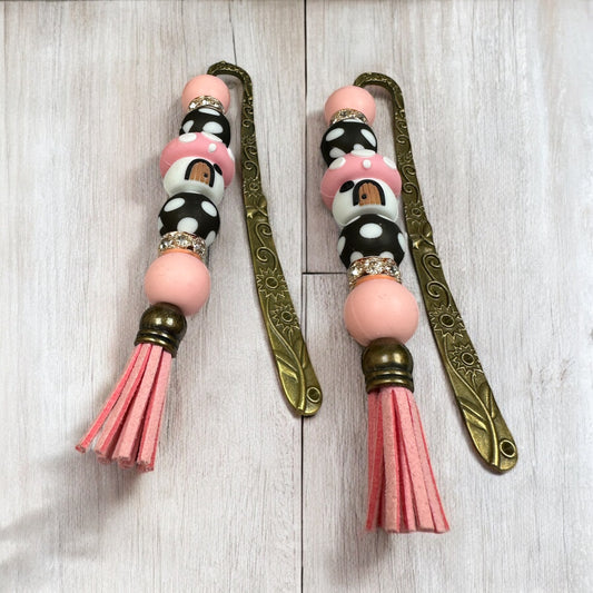Pink Mushroom House Beaded Bookmark