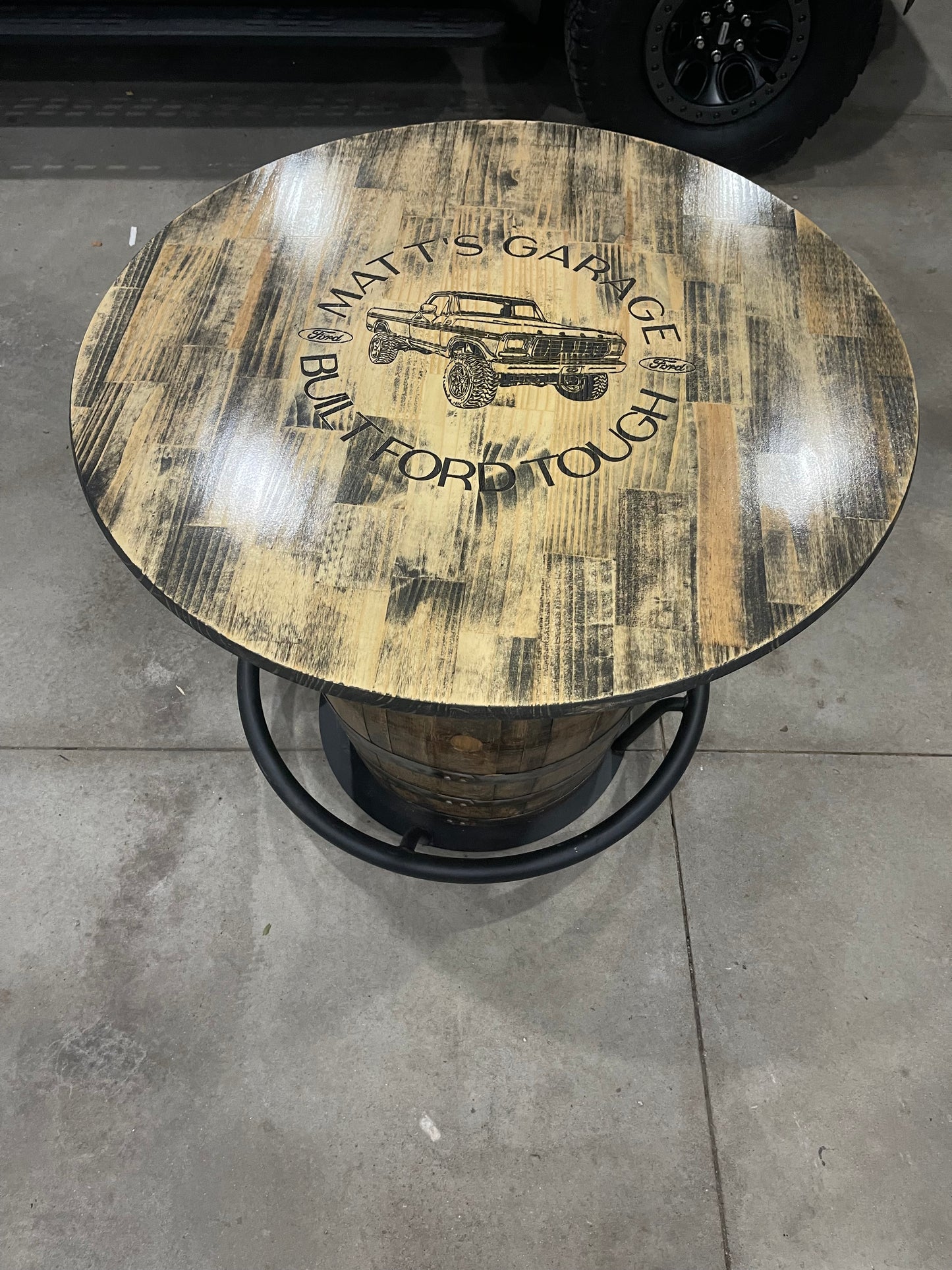 Custom Bourbon Whiskey Barrel Table
