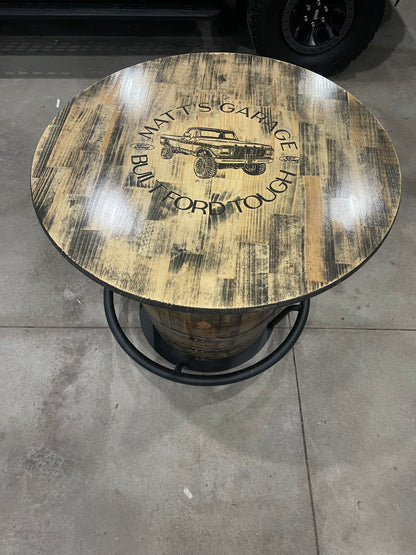Custom Bourbon Whiskey Barrel Table