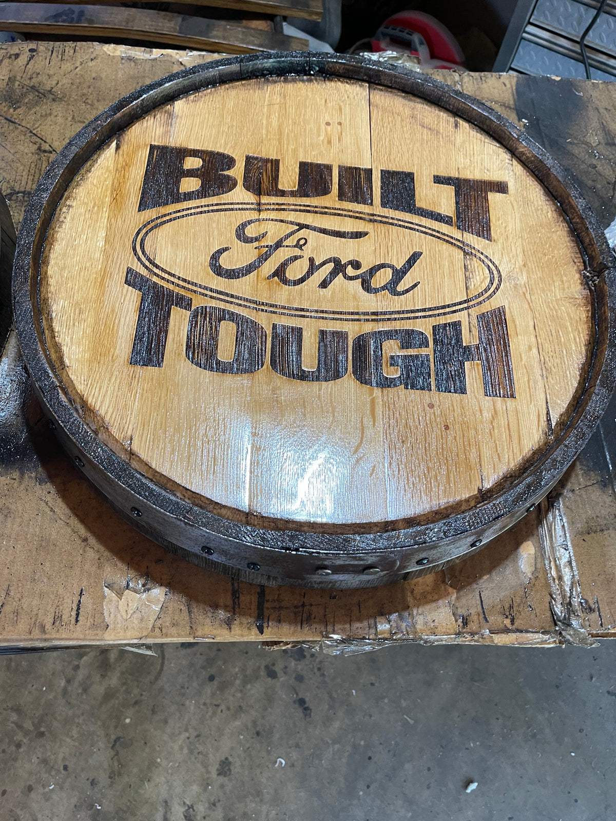 Custom Bourbon Whiskey Barrel Lid With Ring
