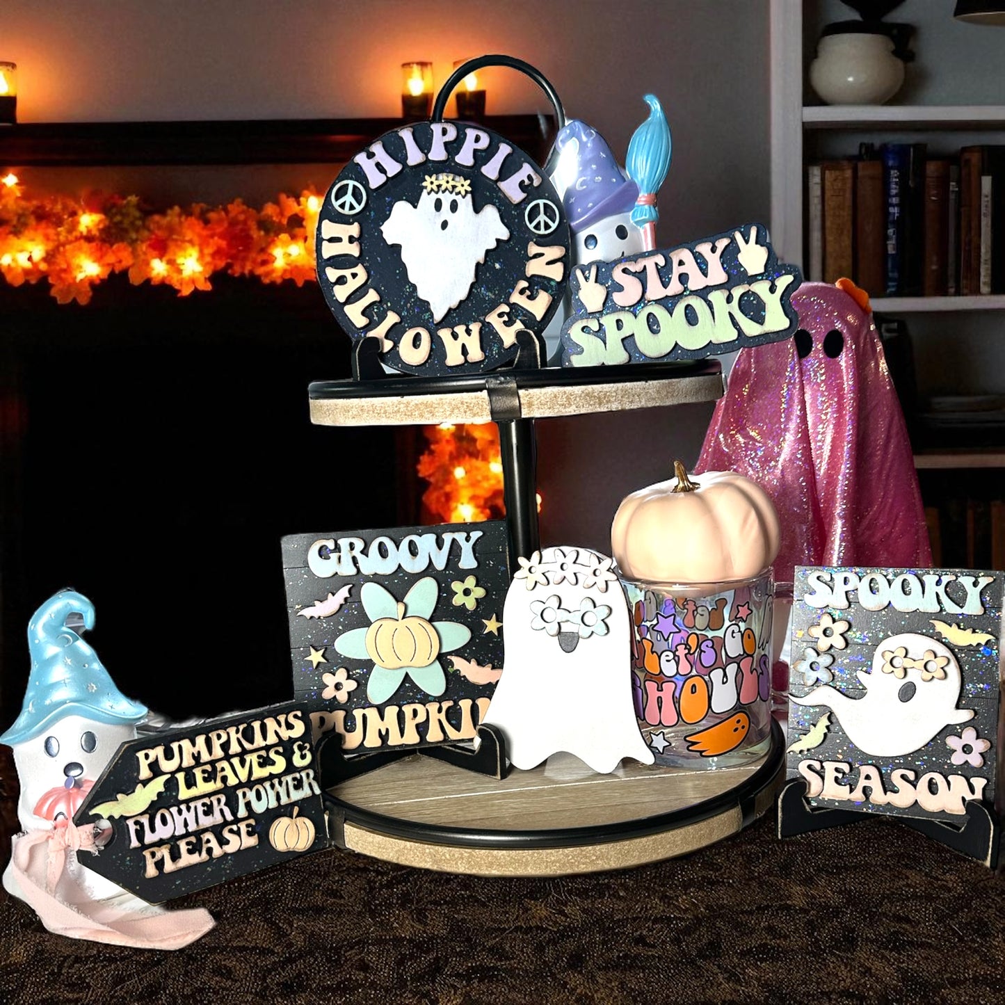 Groovy Halloween Tiered Tray