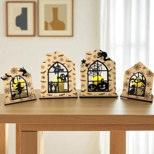 Ghostly Glow Spooky House Candle Holders