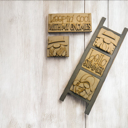 DIY Summer Gnomes mini Ladder Inserts