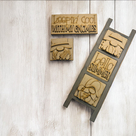 DIY Summer Gnomes mini Ladder Inserts