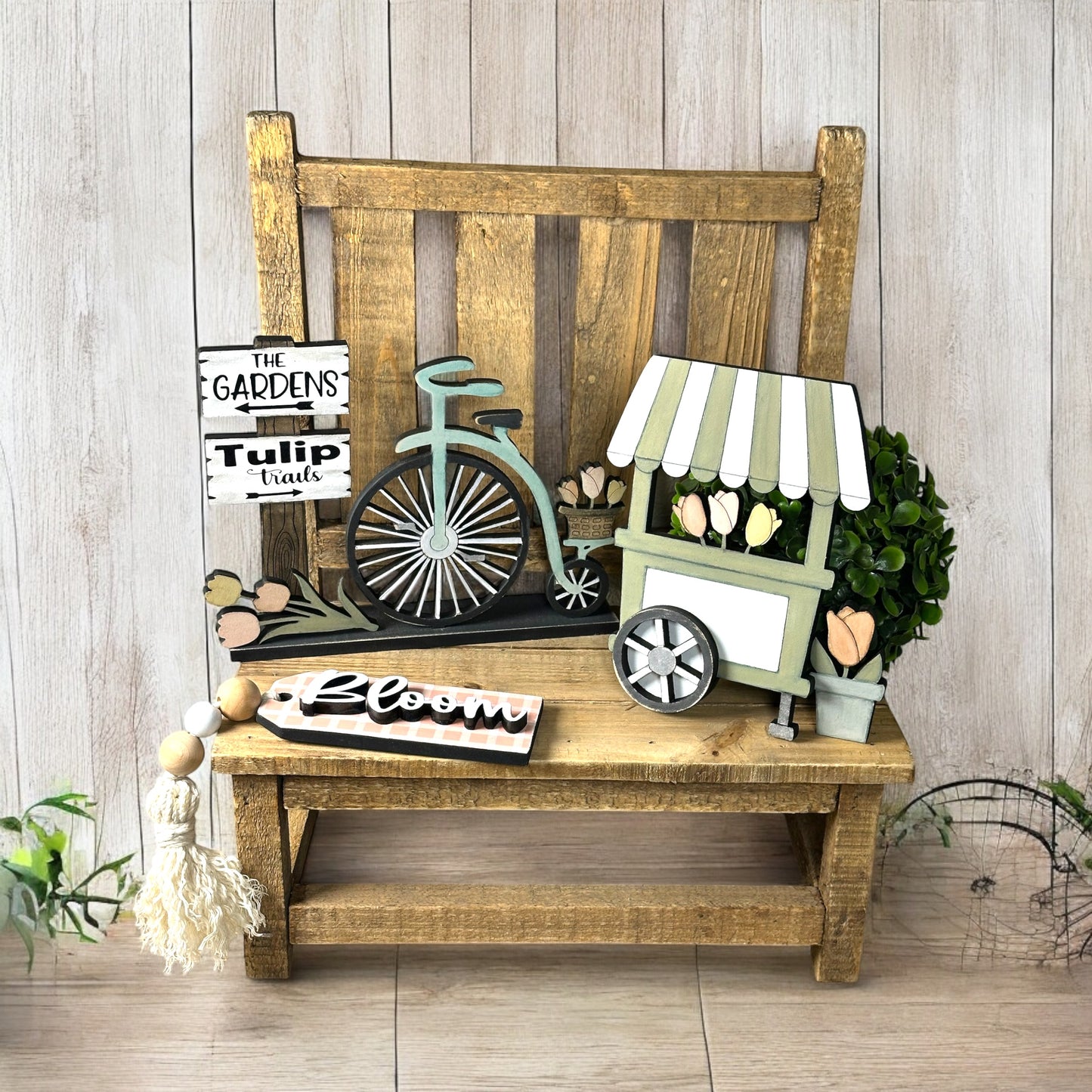 Flower Market Stand Tiered Tray Signs