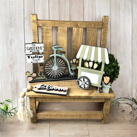 Flower Market Stand Tiered Tray Signs