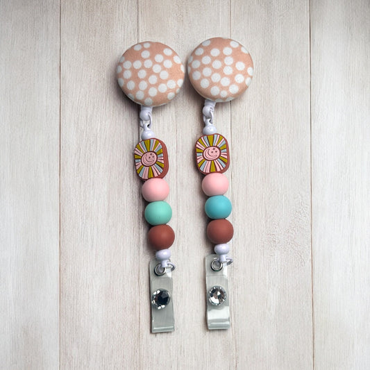 Boho Sun Fabric Covered Badge Reel