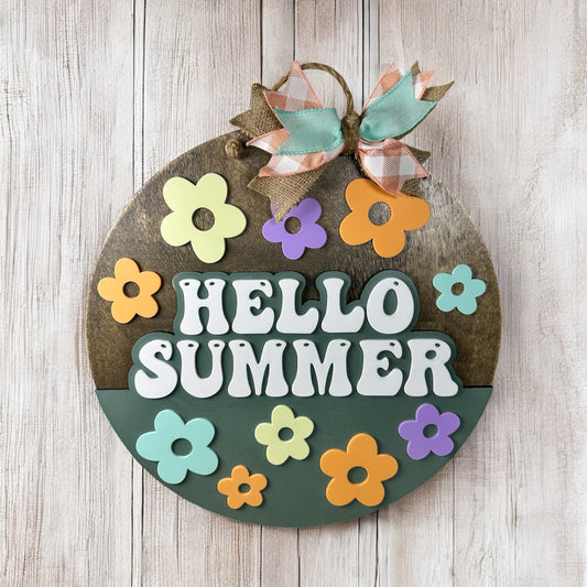 Retro Hello Summer Door Hanger