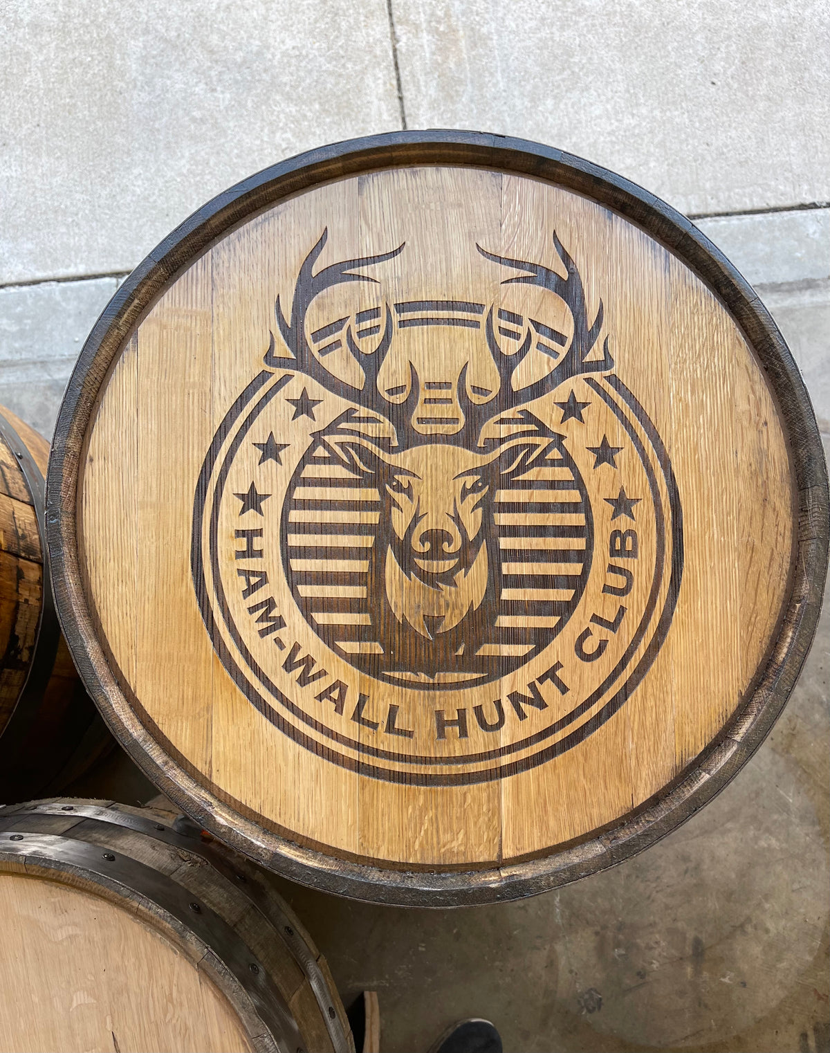 Custom Bourbon Whiskey Barrel Lid With Ring