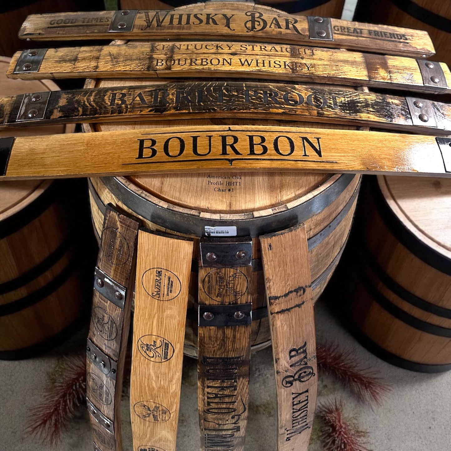 Engraved Whiskey Barrel Staves