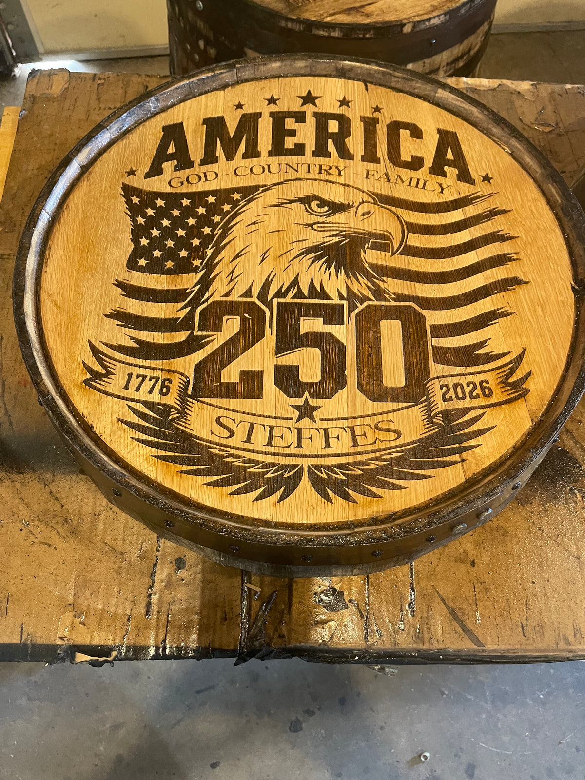 Custom Bourbon Whiskey Barrel Lid With Ring