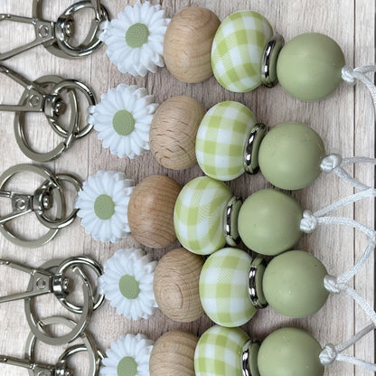 Sage And Daisy Gingham Keychain