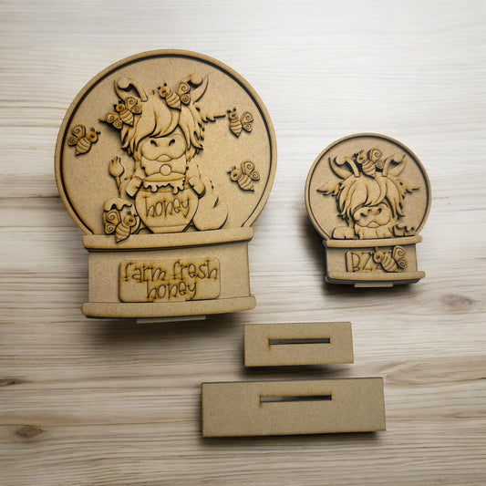Bee Highland Cow Snow Globe Insert