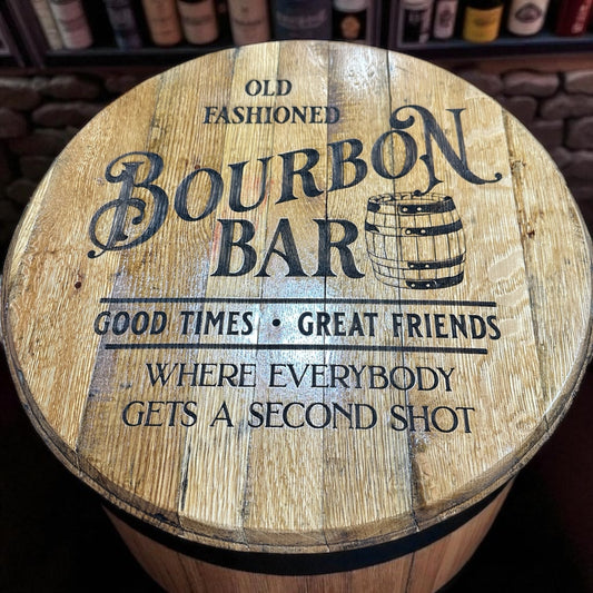 Bourbon Bar Whiskey Barrel Lid Sign
