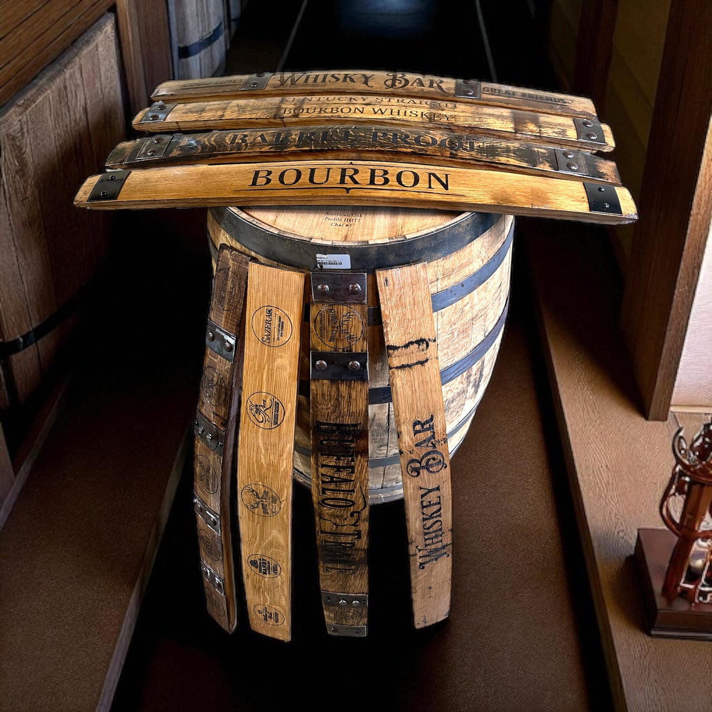 Engraved Whiskey Barrel Staves