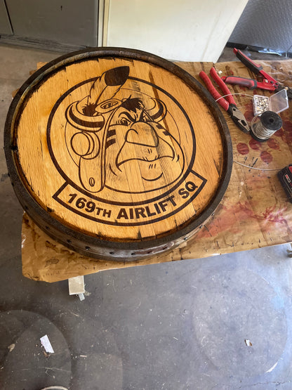 Custom Bourbon Whiskey Barrel Lid With Ring