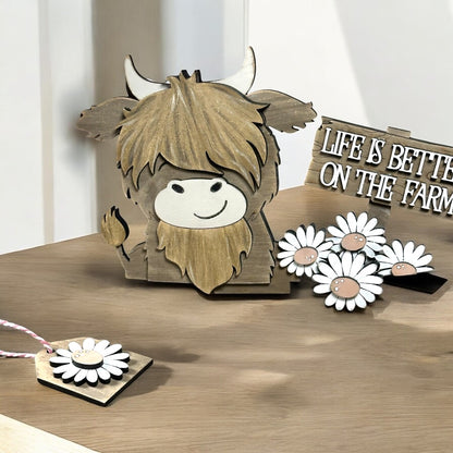 Highland Cow Daisy Insert