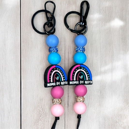 Mama Of Both Beaded Keychain