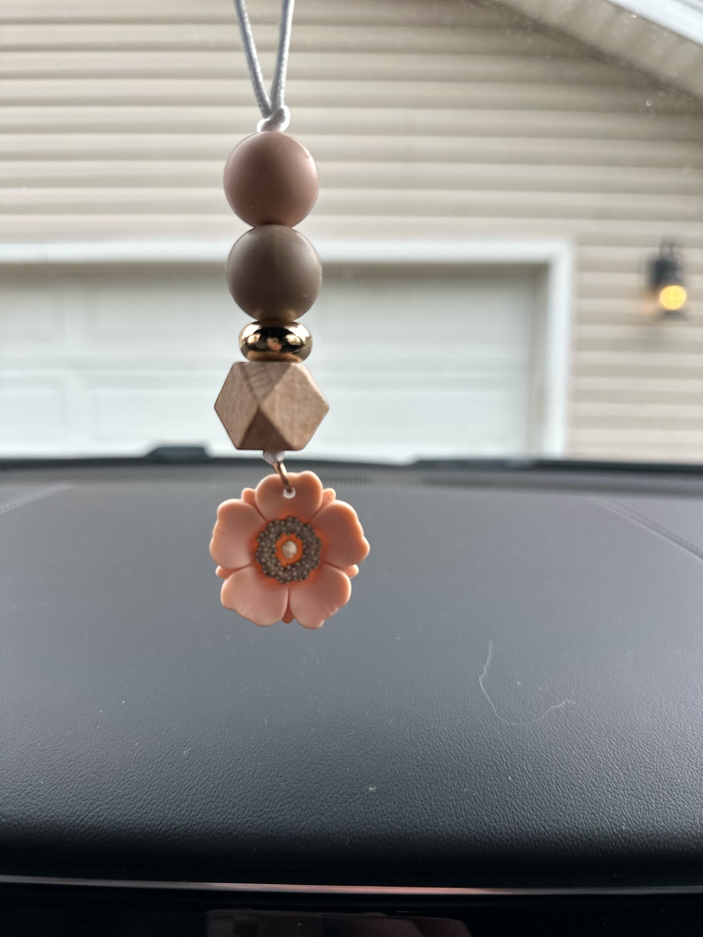 Blush Poppy Boho Beaded Car Charm