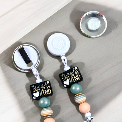 Teach Them To Be Kind Fabric Covered Badge Reel