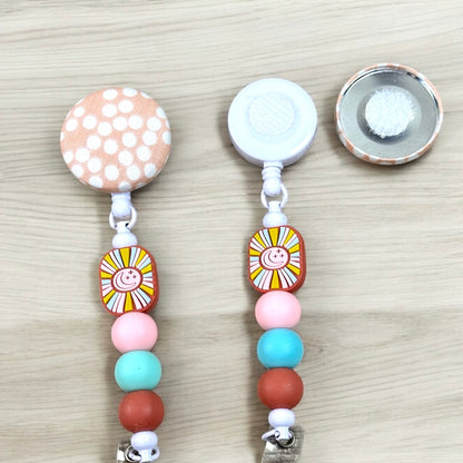 Boho Sun Fabric Covered Badge Reel