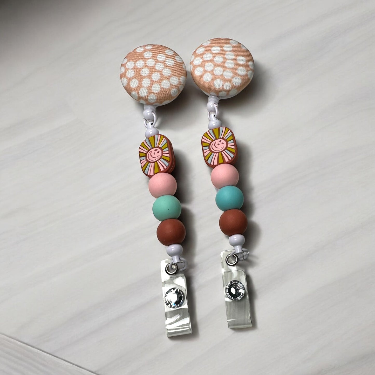 Boho Sun Fabric Covered Badge Reel