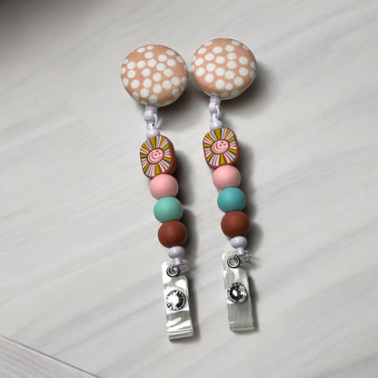 Boho Sun Fabric Covered Badge Reel
