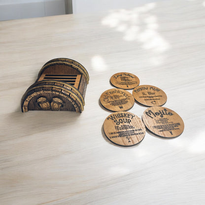 Whiskey Barrel Coaster Set