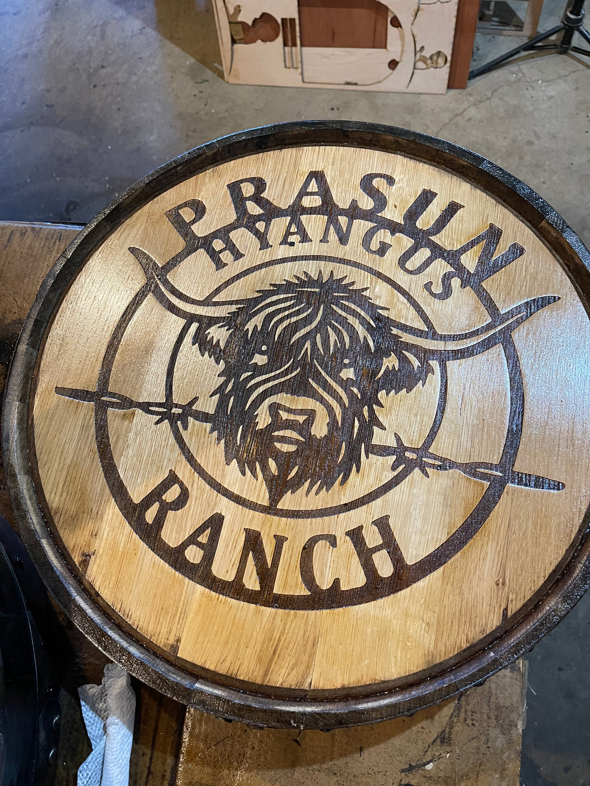 Custom Bourbon Whiskey Barrel Lid With Ring