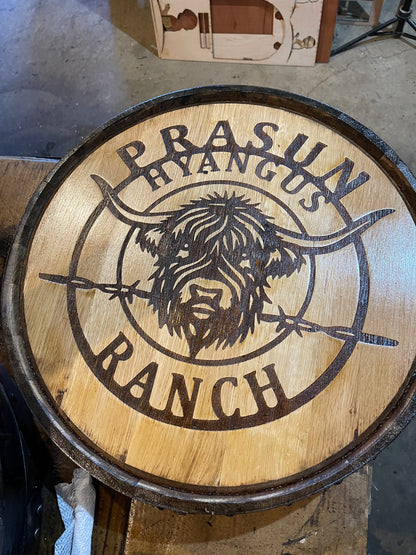 Custom Bourbon Whiskey Barrel Lid With Ring