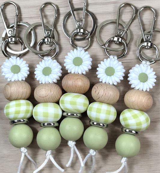 Sage And Daisy Gingham Keychain