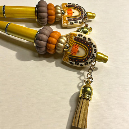 Assorted Fall Pumpkin Stack Beaded Pens