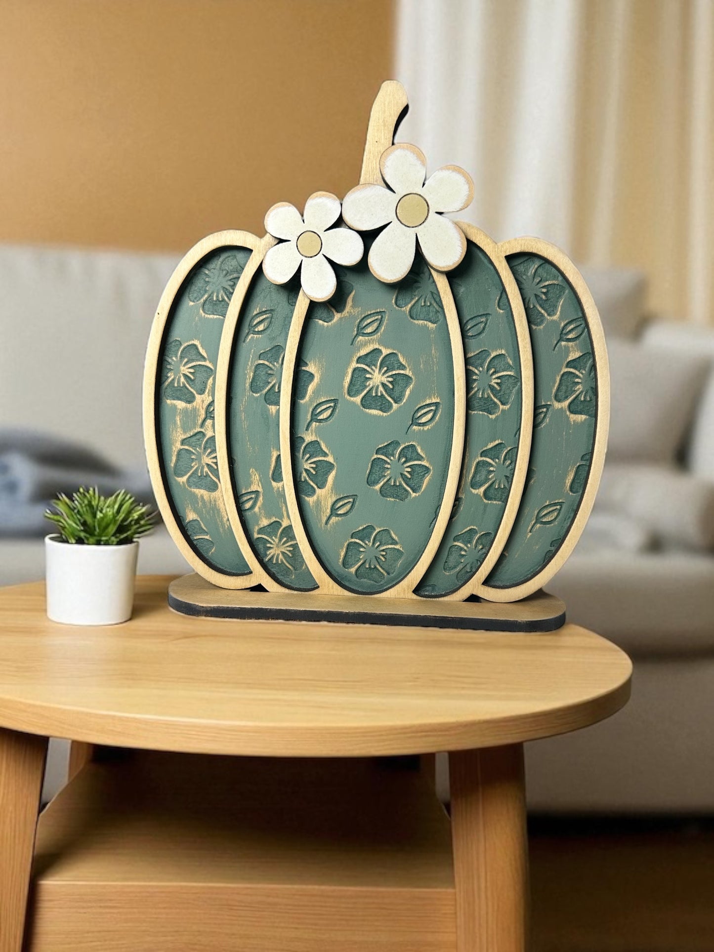 Stacked Floral Pumpkins