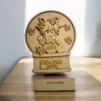 Bee Highland Cow Snow Globe Insert