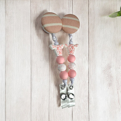 Pink Cow Print Fabric Covered Badge Reel